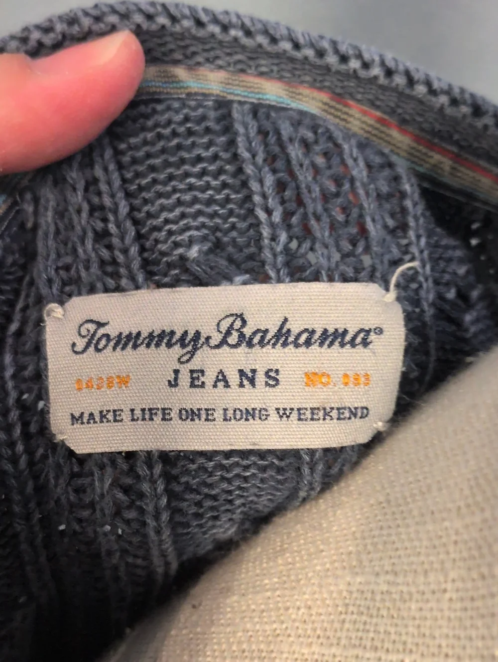 Tommy Bahama Jeans Cable Knit 100% Cotton Crewneck Chunky Sweater Fisherman